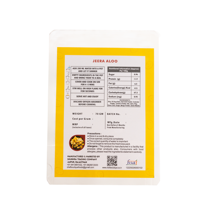Jeera Aloo – Freeze-Dried, No Onion/Garlic