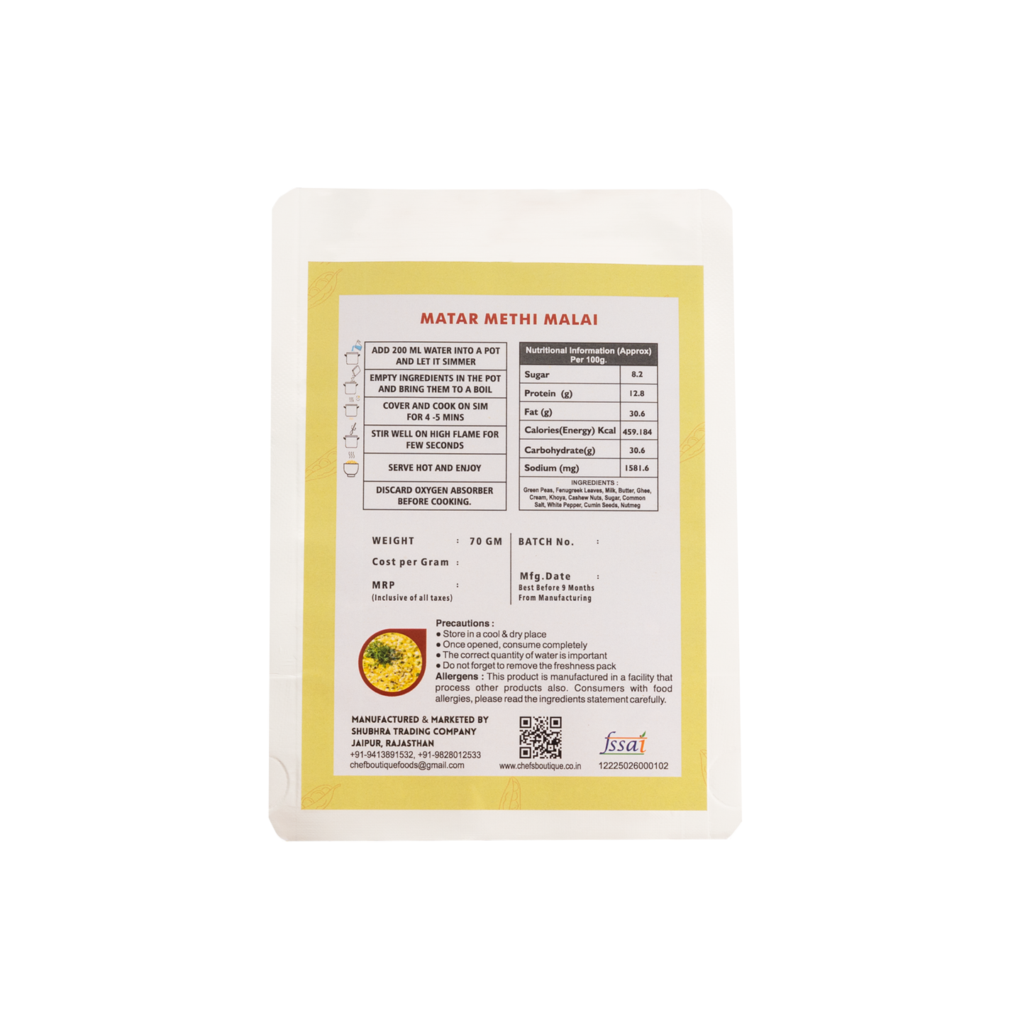 Matar Methi Malai  – Freeze-Dried