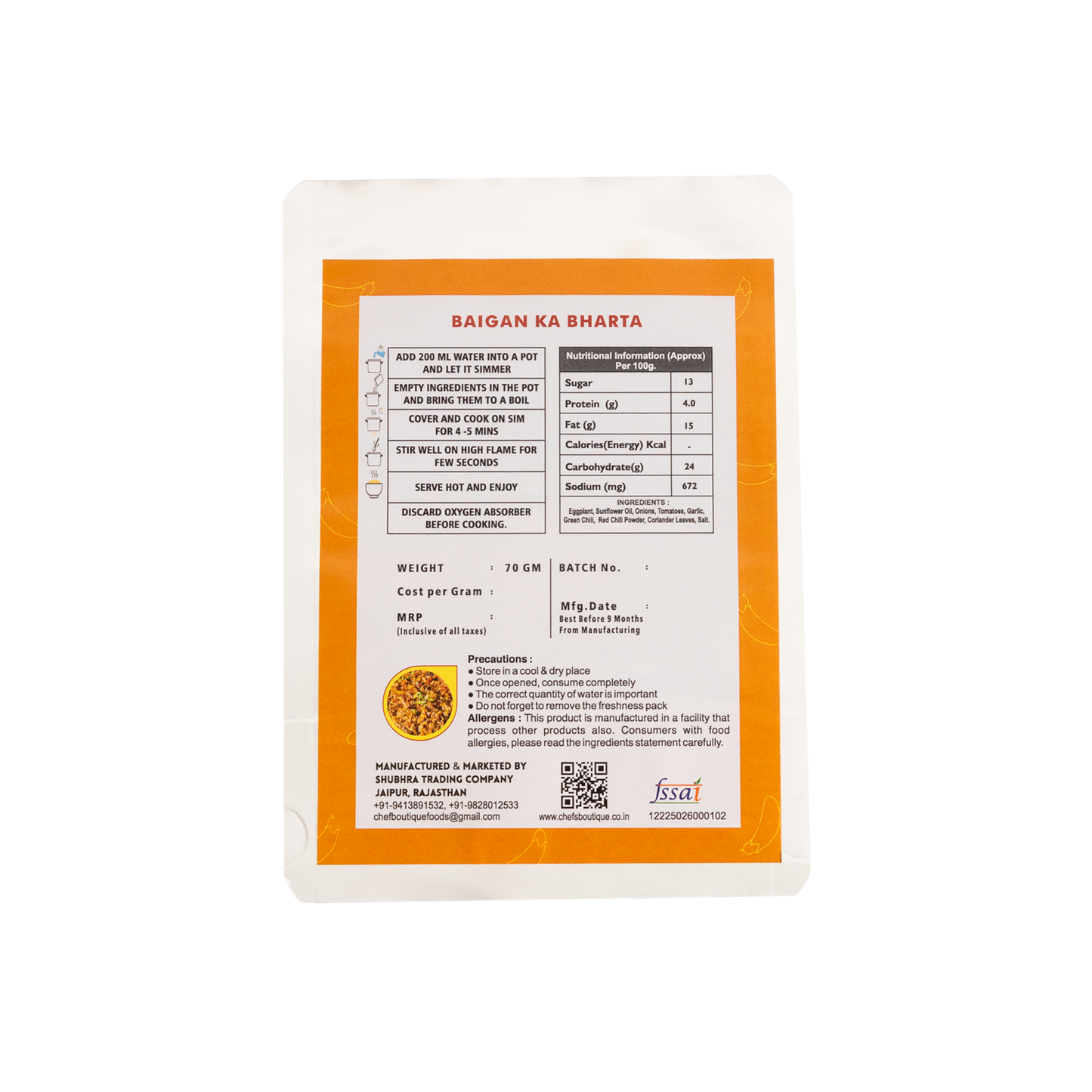 Baingan ka Bharta  – Freeze-Dried