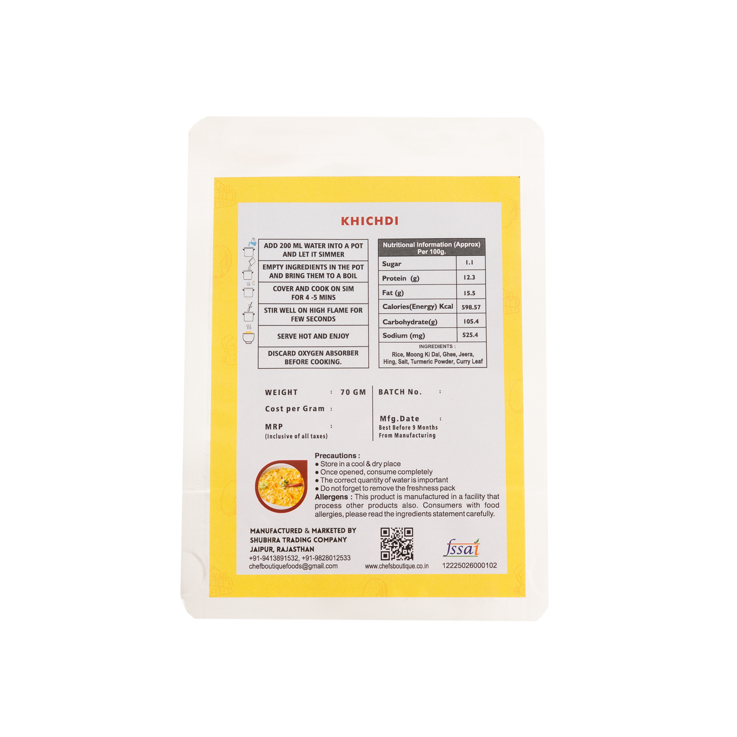 Khichdi – Freeze-Dried, No Onion/Garlic