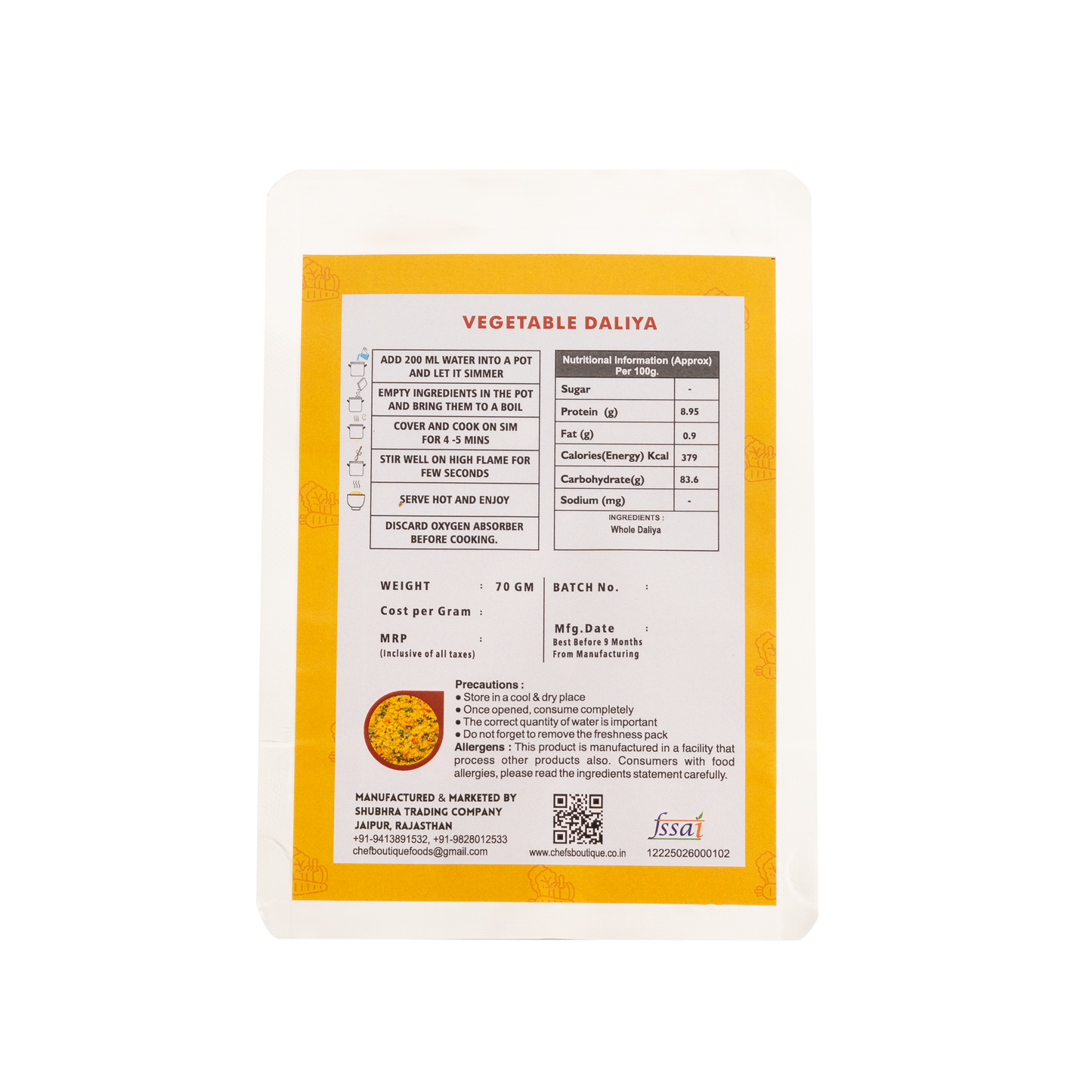 Daliya – Freeze-Dried, No Onion/Garlic
