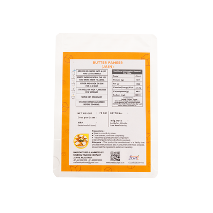 Jain Butter Paneer  Freeze-Dried, No Onion/Garlic