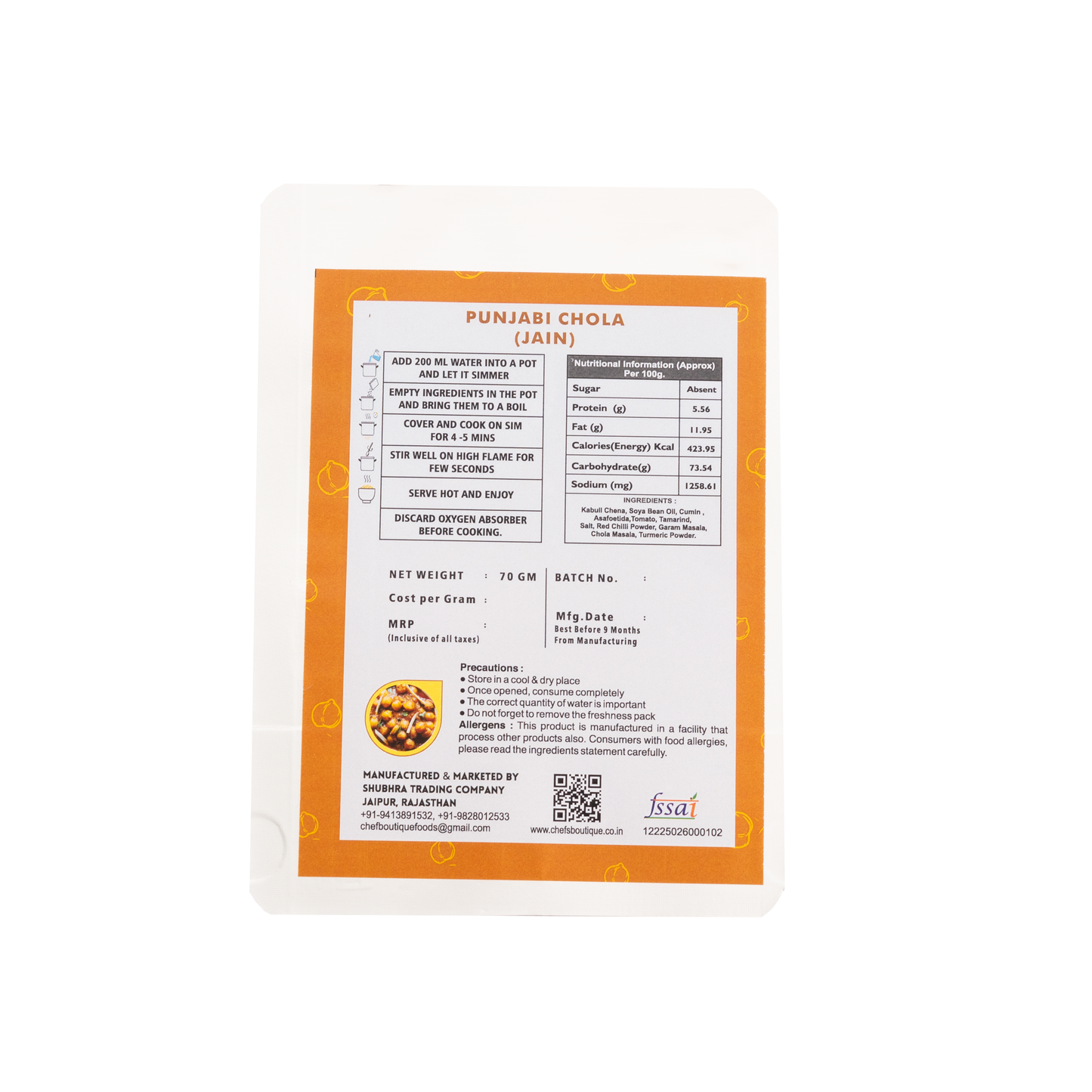 Jain Punjabi Chola – Freeze-Dried, No Onion/Garlic