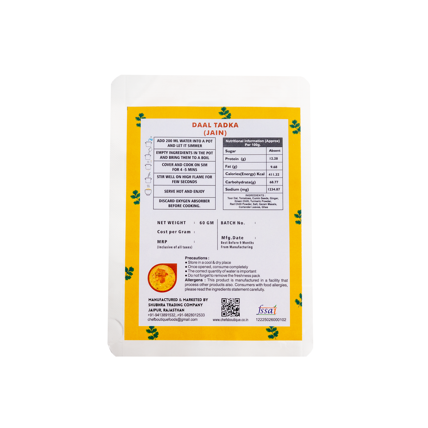 Jain Dal tadka – Freeze-Dried, No Onion/Garlic