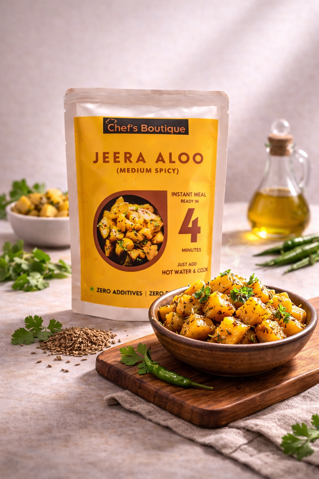 Ready-to-eat Indian Jeera Aloo – Freeze-Dried, No Onion/Garlic